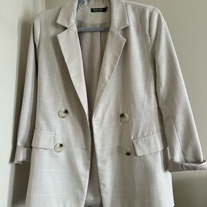 Cream plaid blazer